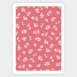 Cream Ditsy Hemlock Print on Vintage Rose Pink -  Floral Repeat Pattern Sticker